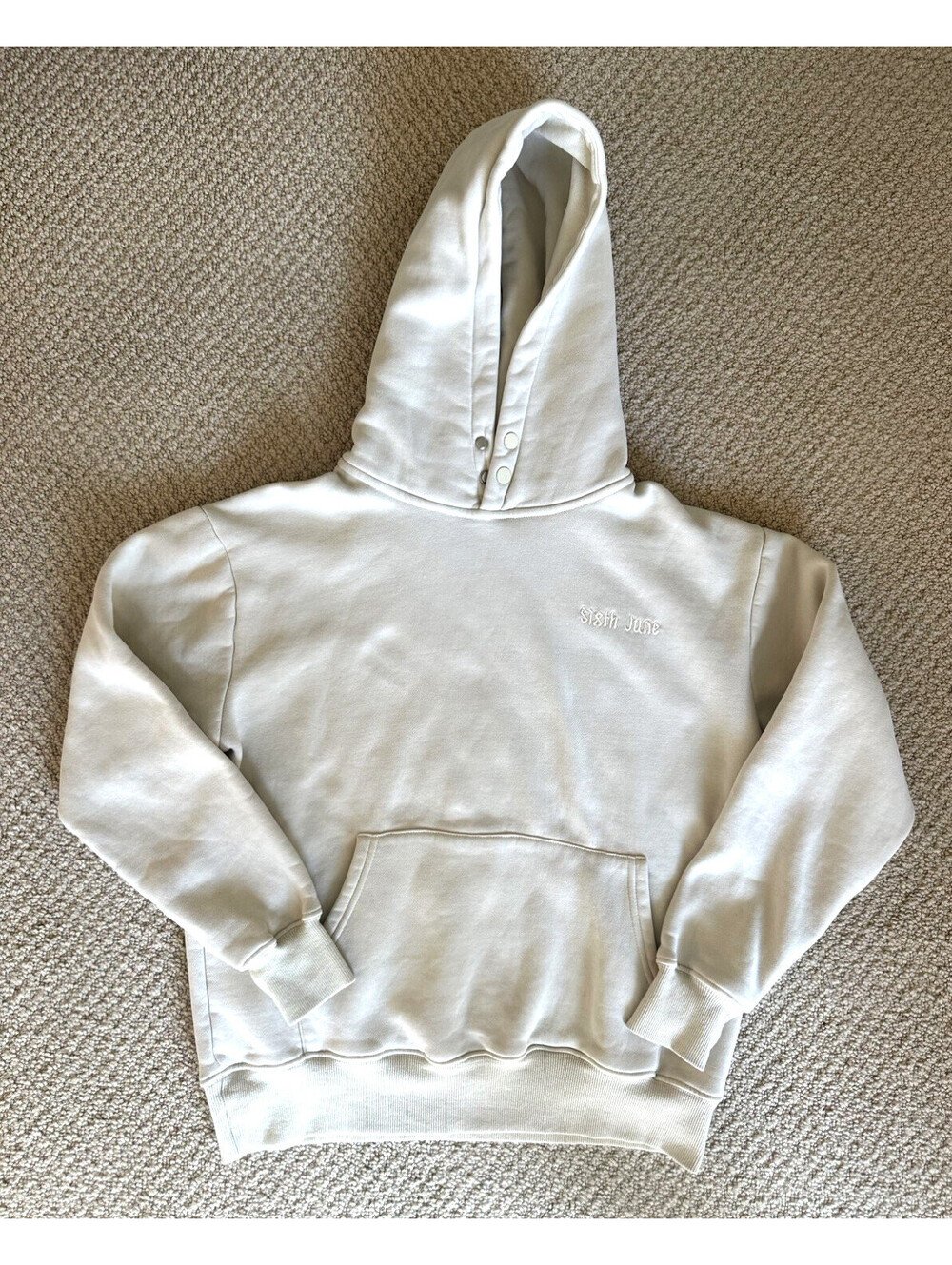 Sixth June Paris XS Cream Hoodie Embroidered Inspirational Quote Back